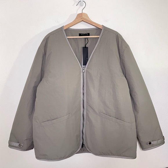 NWT Richie Le Nylon Half Zip Puffy Jacket Chalk Taupe Grey XL - Picture 3 of 12